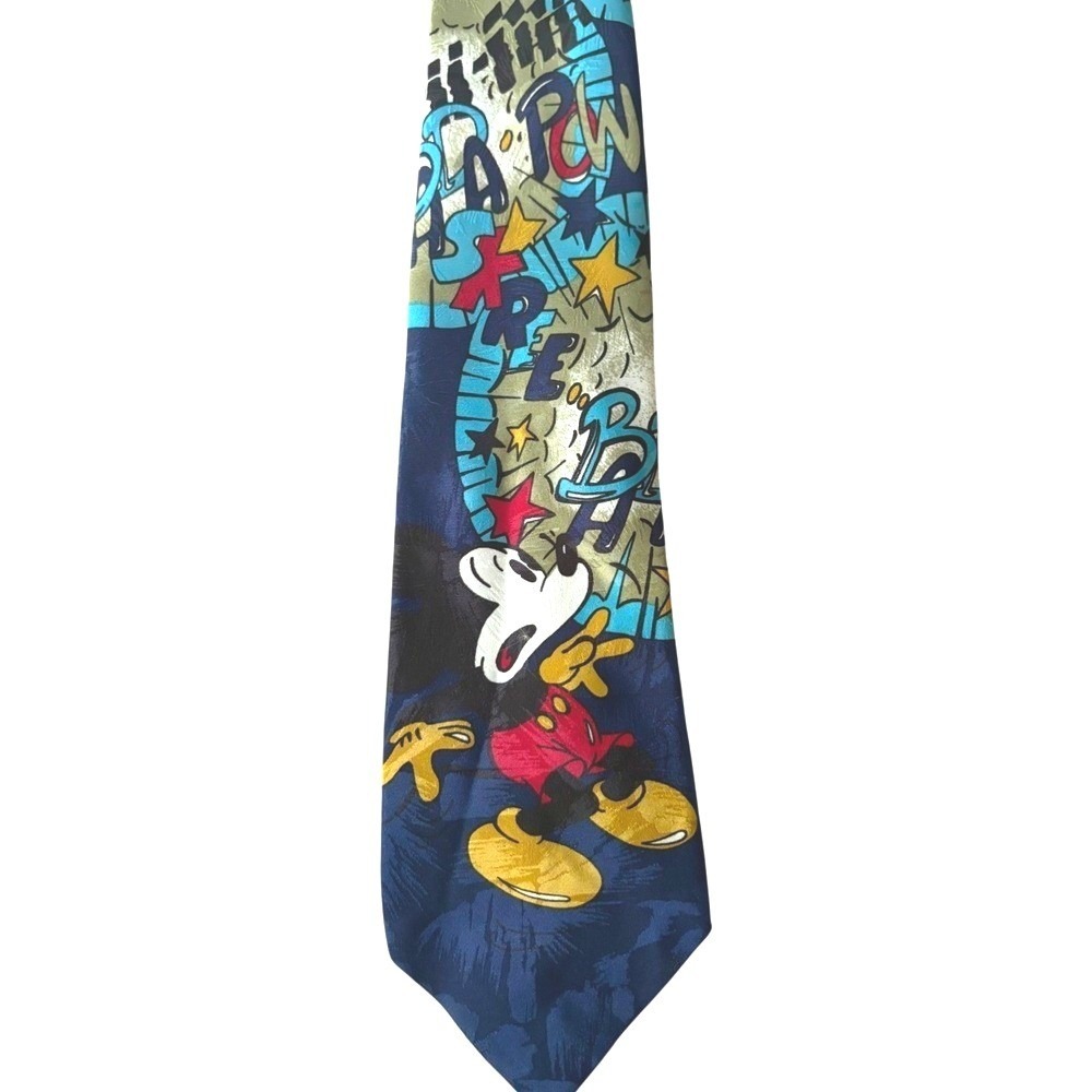Vintage 90s Mickey Unlimited Mouse Comic Pop Art Necktie 100% Polyester Tie